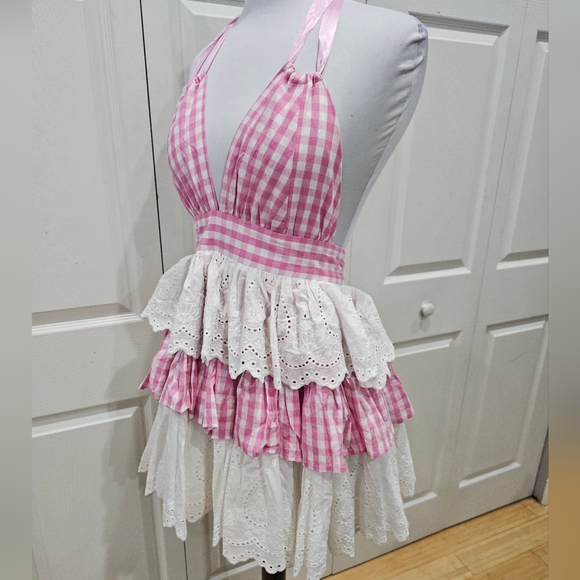 ~SOLD~ Dolls Kill Sugar Thrillz Pink Gingham Tiered Halter Smore Sweetness Dress - Picture 8 of 10